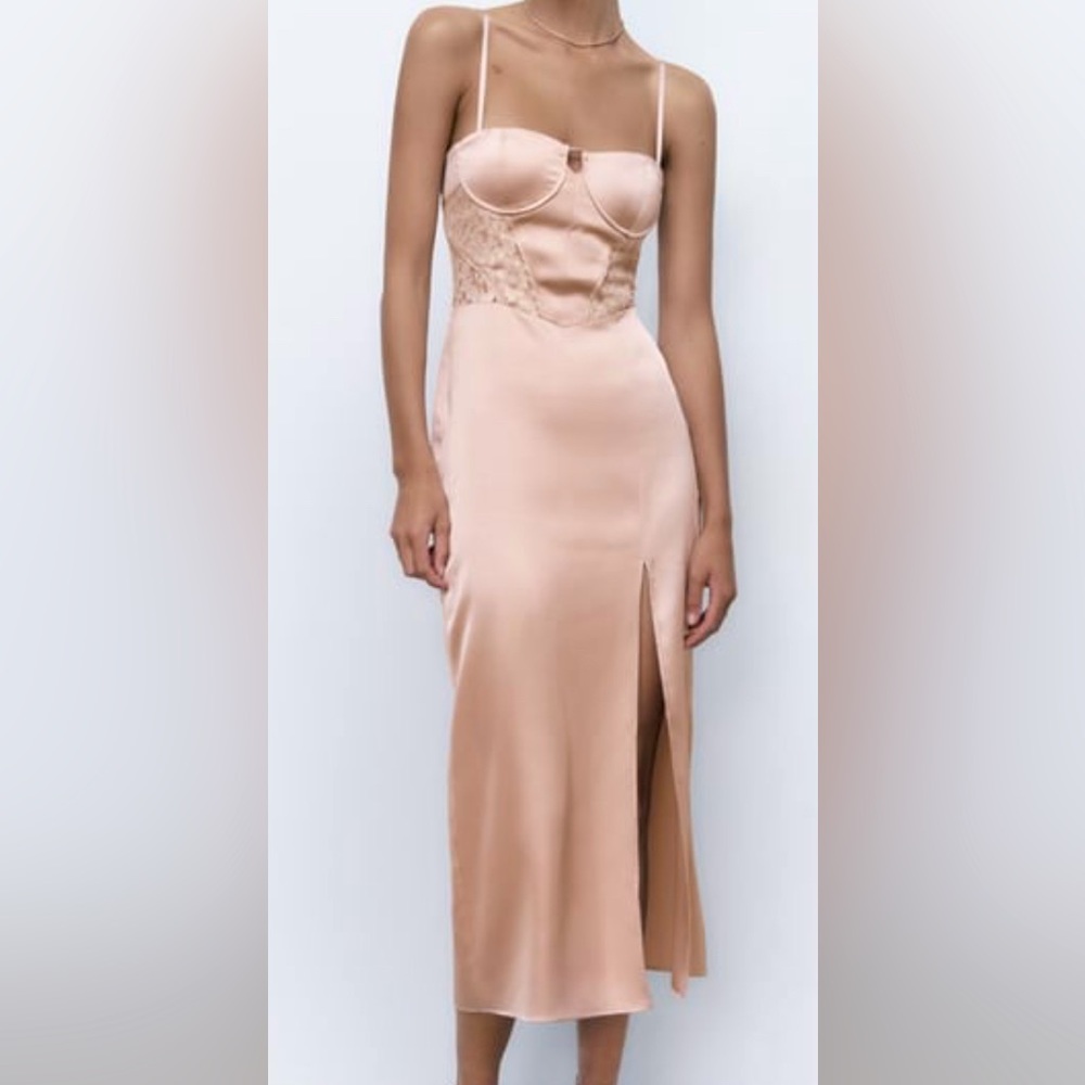 Zara Satin Slit Dress